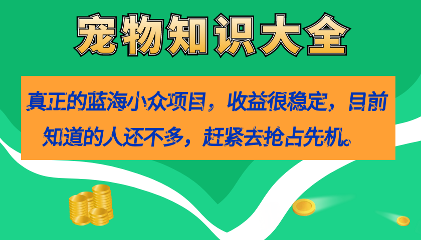 真正的蓝海小众项目，宠物知识大全，收益很稳定（教务 素材）|冰针科技