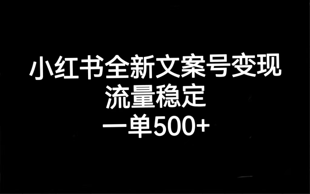 小红书全新文案号变现，流量稳定，一单收入500|冰针科技