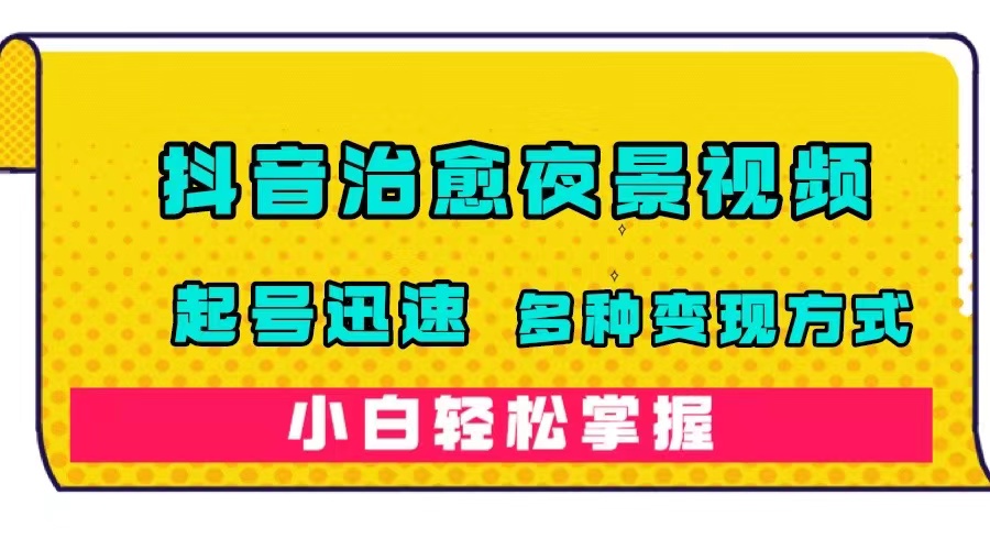 抖音治愈系夜景视频，起号迅速，多种变现方式，小白轻松掌握（附120G素材）|冰针科技