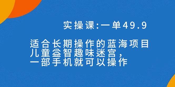 一单49.9长期蓝海项目，儿童益智趣味迷宫，一部|冰针科技