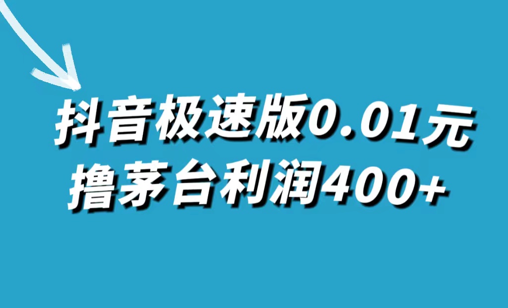 抖音极速版0.01元撸茅台，一单利润400|冰针科技