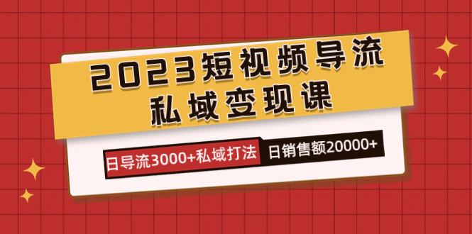 2023短视频导流·私域变现课，日导流3000 私域打法  日销售额2w|冰针科技