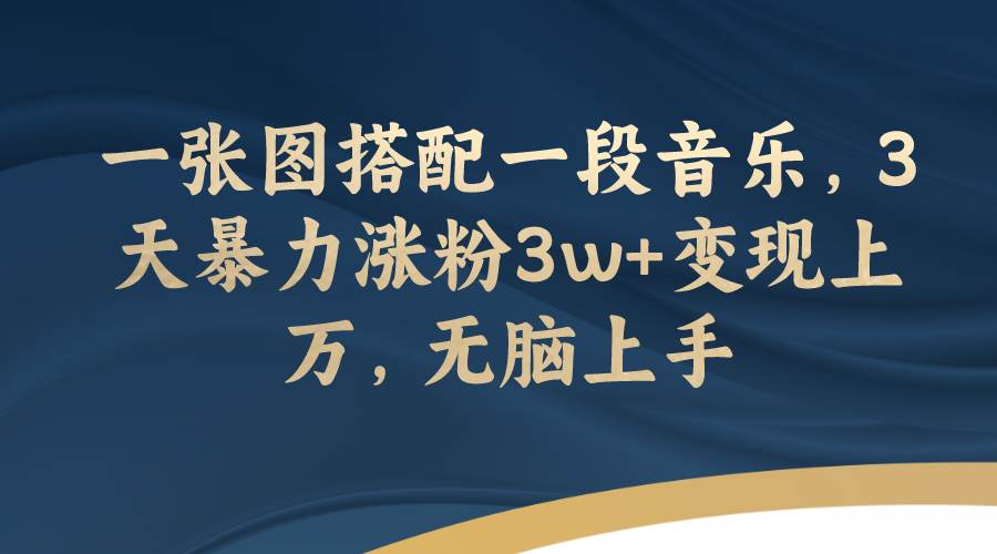 一张图搭配一段音乐，3天暴力涨粉3w 变现上万，无脑上手|冰针科技