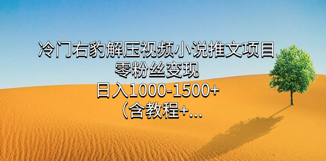 冷门右豹解压视频小说推文项目，零粉丝变现，日入1000-1500 （含教程）|冰针科技