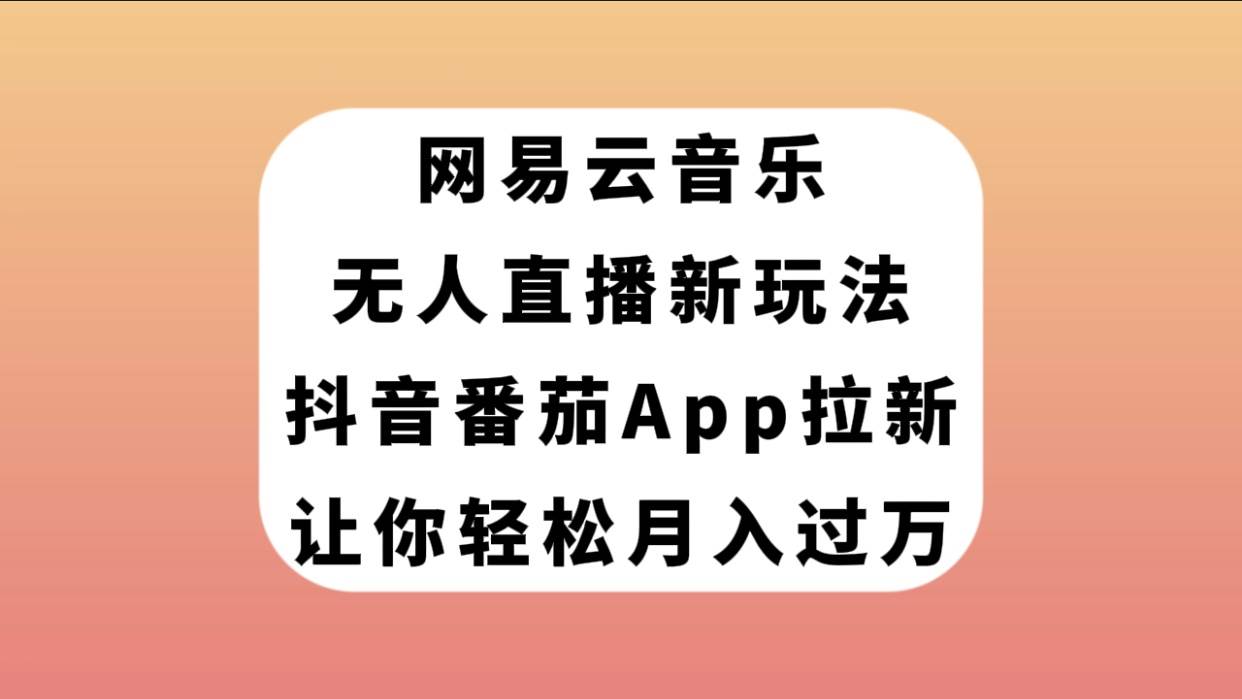 网易云音乐无人直播新玩法，抖音番茄APP拉新，让你轻松月入过万|冰针科技