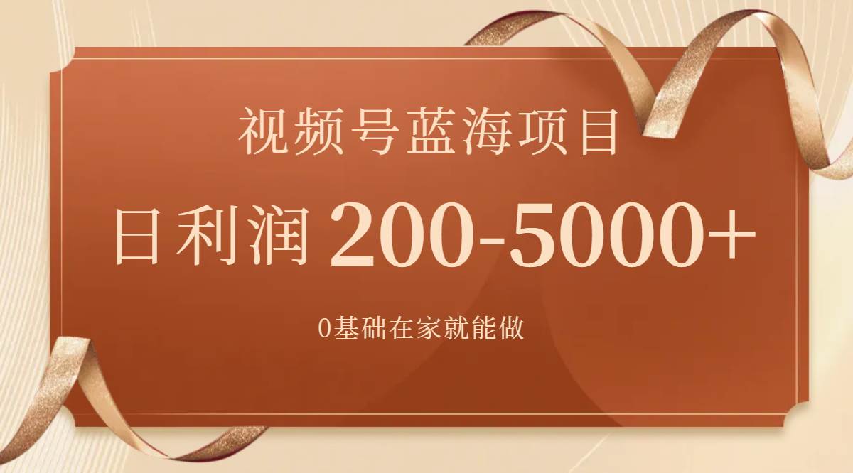 视频号蓝海项目，0基础在家也能做，一天200-5000 【附266G资料】|冰针科技