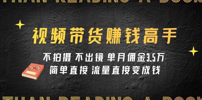 视频带货赚钱高手课程：不拍摄 不出镜 单月佣金3.5w 简单直接 流量直接变钱|冰针科技