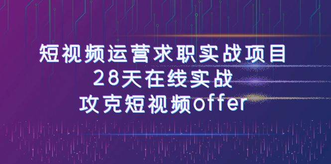 短视频运-营求职实战项目，28天在线实战，攻克短视频offer（46节课）|冰针科技