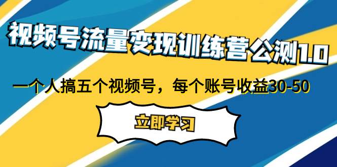 视频号流量变现训练营公测1.0：一个人搞五个视频号，每个账号收益30-50|冰针科技