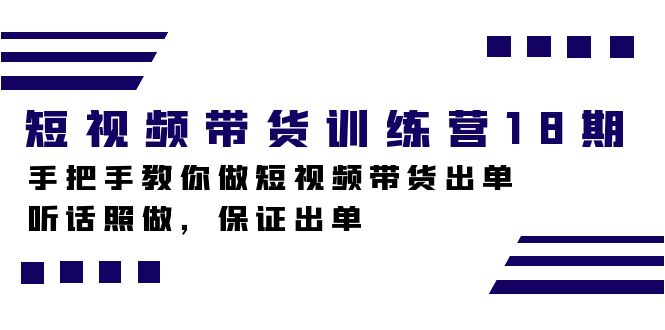 短视频带货训练营18期，手把手教你做短视频带货出单，听话照做，保证出单|冰针科技