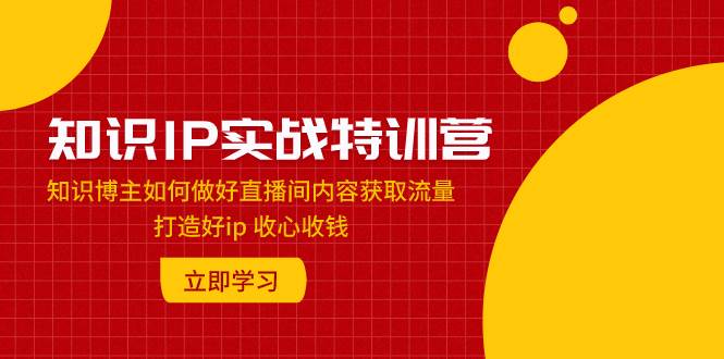 知识IP实战特训营：知识博主如何做好直播间内容获取流量 打造好ip 收心收钱|冰针科技