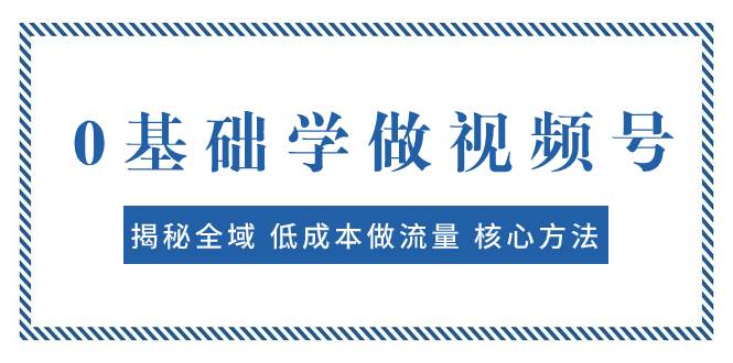 0基础学做视频号：揭秘全域 低成本做流量 核心方法  快速出爆款 轻松变现|冰针科技