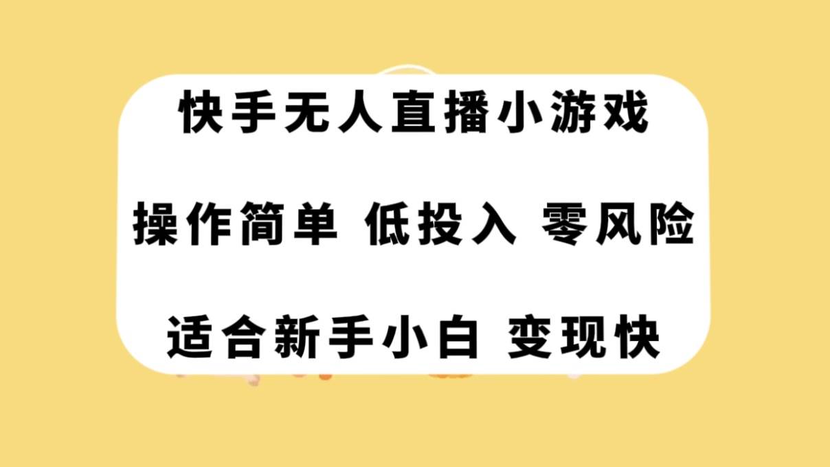 快手无人直播小游戏，操作简单，低投入零风险变现快|冰针科技