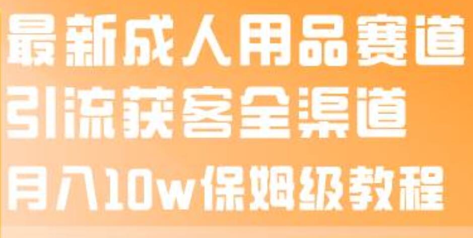 最新成人用品赛道引流获客全渠道，月入10w保姆级教程|冰针科技