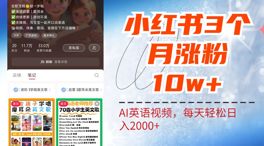 小红书三个月涨粉10W！AI英语视频0成本制作，每天轻松日入2000+|冰针科技