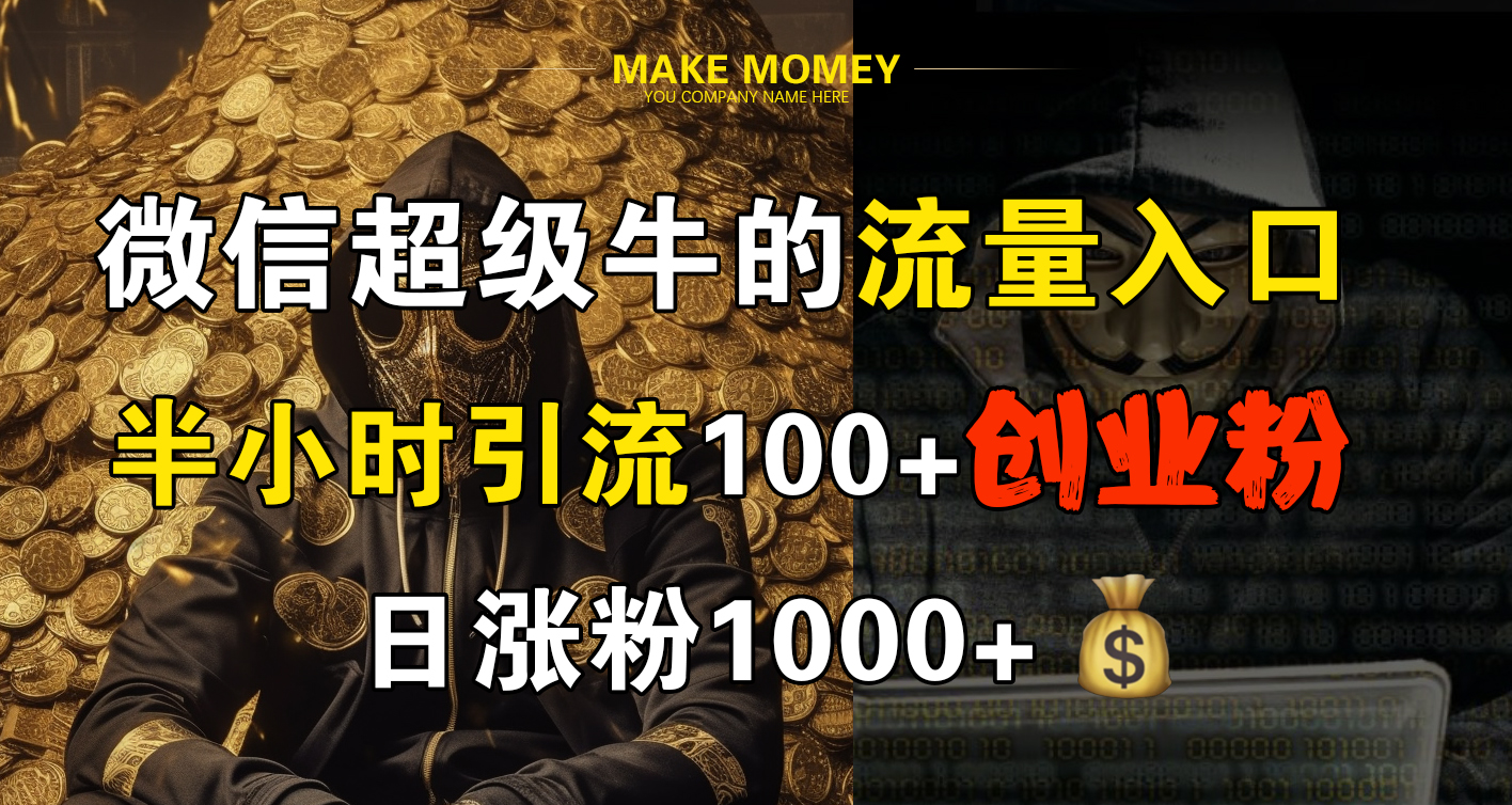 微信超级牛的流量入口，半小时引流100+创业粉，日涨粉1000+|冰针科技