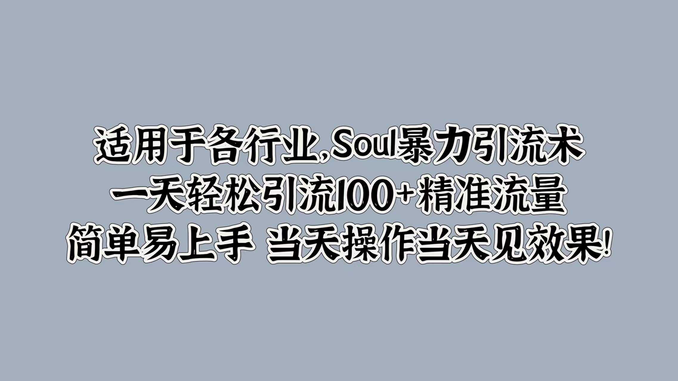 适用于各行业，Soul暴力引流术，一天轻松引流100+精准流量，简单易上手 当天操作当天见效果!|冰针科技