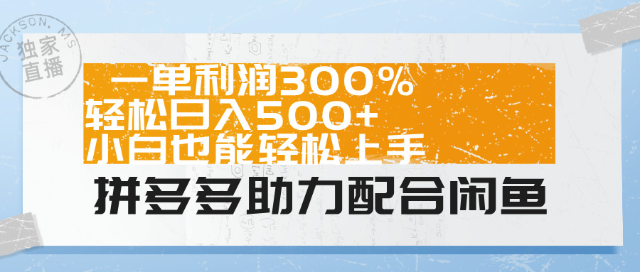 拼多多助力配合闲鱼 一单利润300% 轻松日入500+ 小白也能轻松上手！|冰针科技