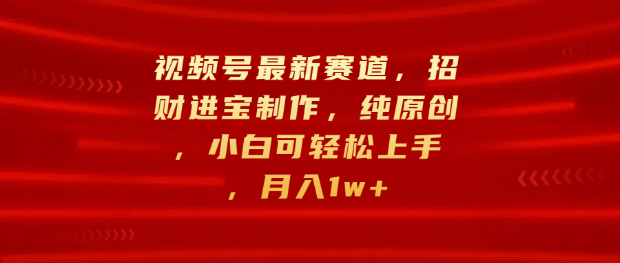 视频号最新赛道，招财进宝制作，纯原创，小白可轻松上手，月入1w+|冰针科技