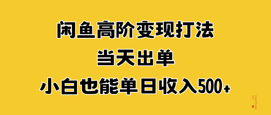 闲鱼高阶变现打法，当天出单，小白也能单日收入500+|冰针科技