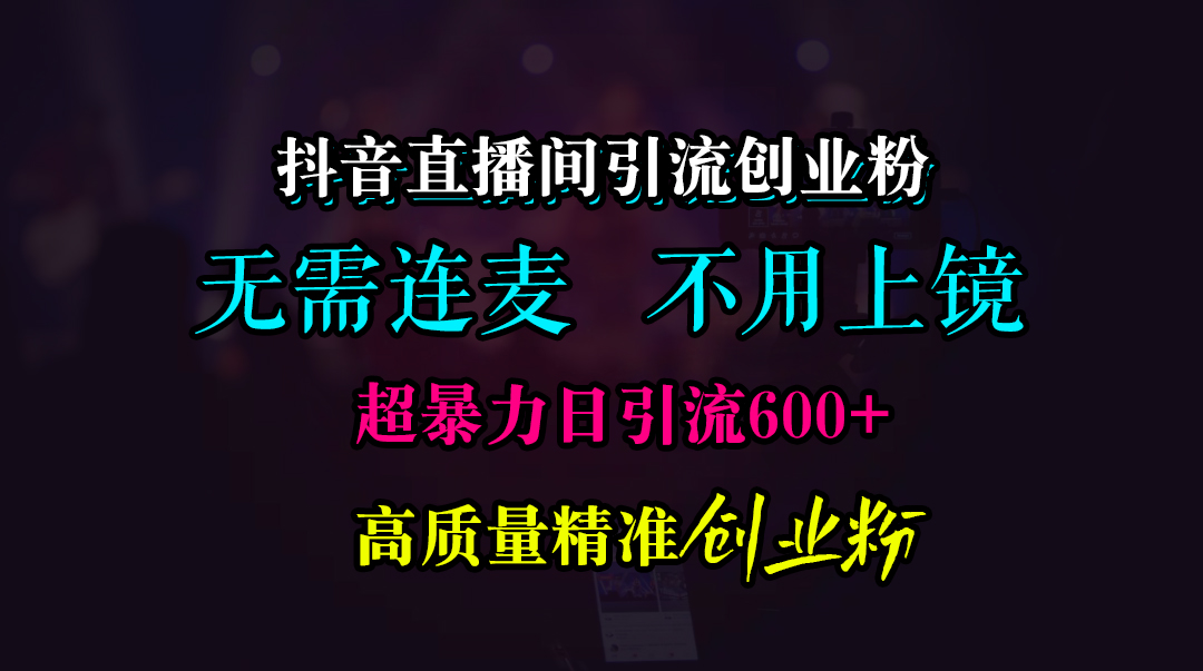 抖音直播间引流创业粉，无需连麦、无需上镜，超暴力日引流600+高质量精准创业粉|冰针科技