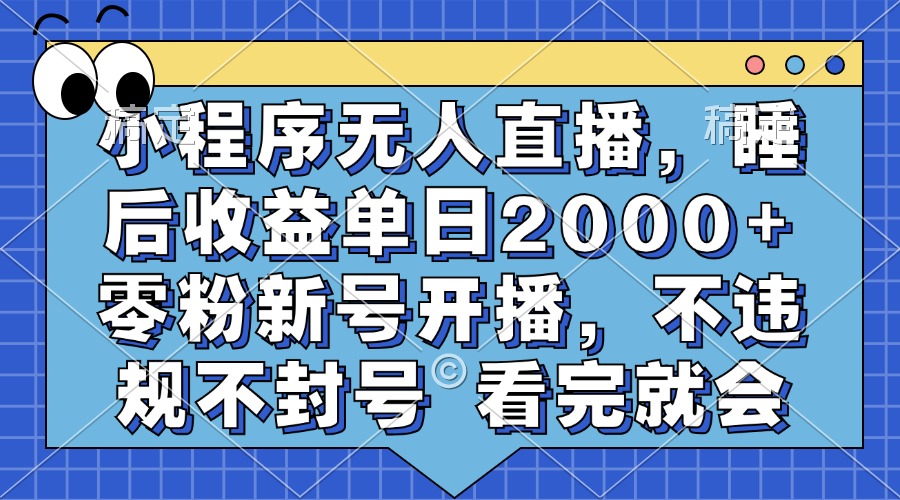 小程序无人直播，睡后收益单日2000+ 零粉新号开播，不违规不封号 看完就会|冰针科技