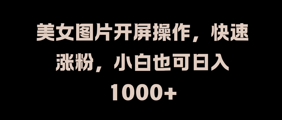 美女图片开屏操作，快速涨粉，小白也可日入1000+|冰针科技