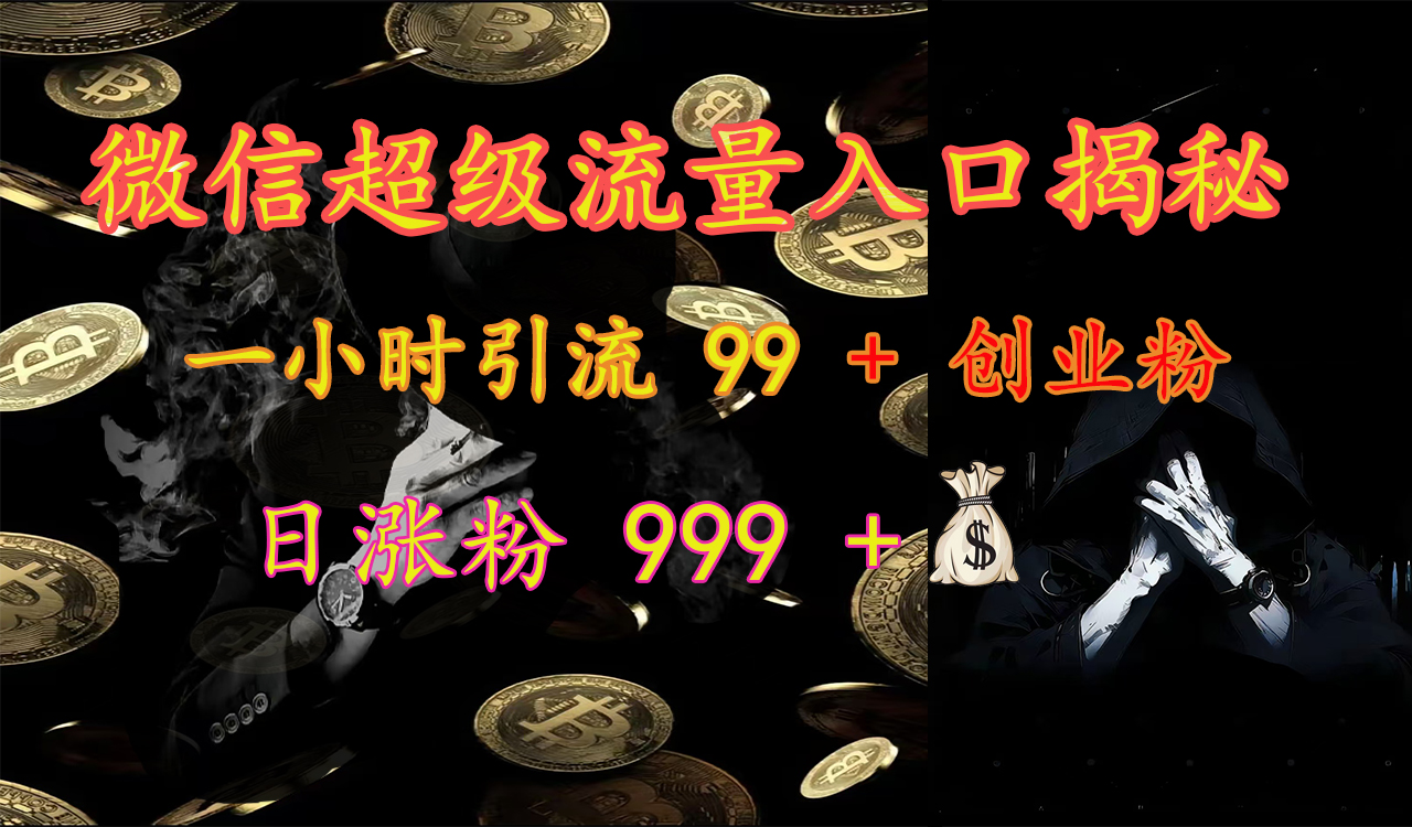 微信超级流量入口揭秘：一小时引流 99 + 创业粉，日涨粉 999 +【揭秘】|冰针科技