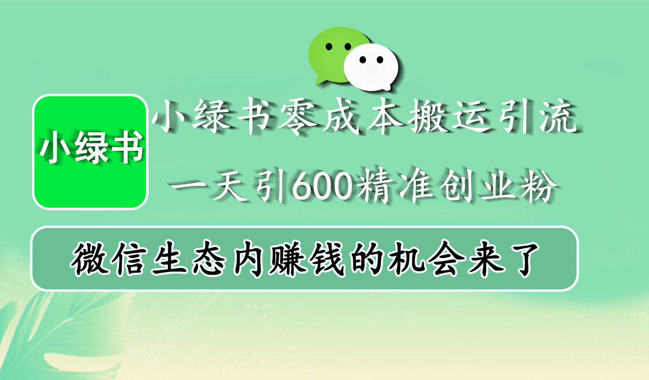 小绿书零成本搬运引流，一天引600精准创业粉，微信生态内赚钱的机会来了|冰针科技