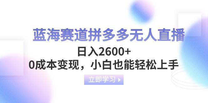 蓝海赛道拼多多无人直播，日入2600 ，0成本变现，小白也能轻松上手|冰针科技