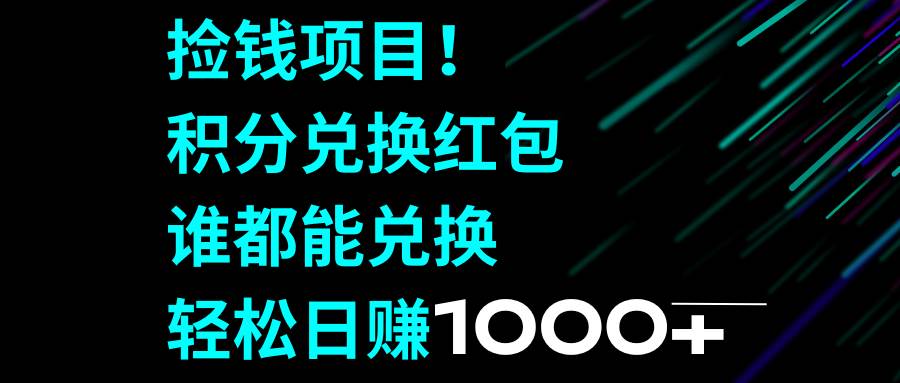 捡钱项目！积分兑换红包，谁都能兑换，轻松日赚1000|冰针科技