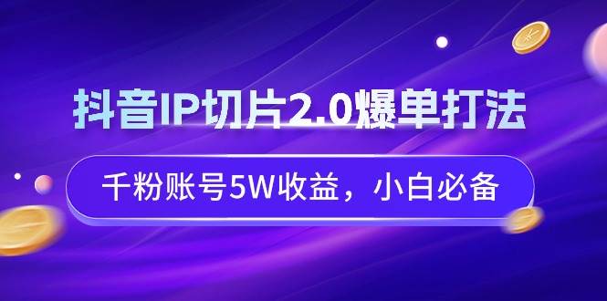 抖音IP切片2.0爆单打法，千粉账号5W收益，小白必备|冰针科技