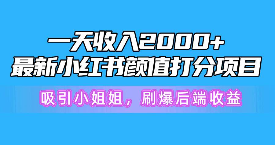 一天收入2000+，最新小红书颜值打分项目，吸引小姐姐，刷爆后端收益|冰针科技