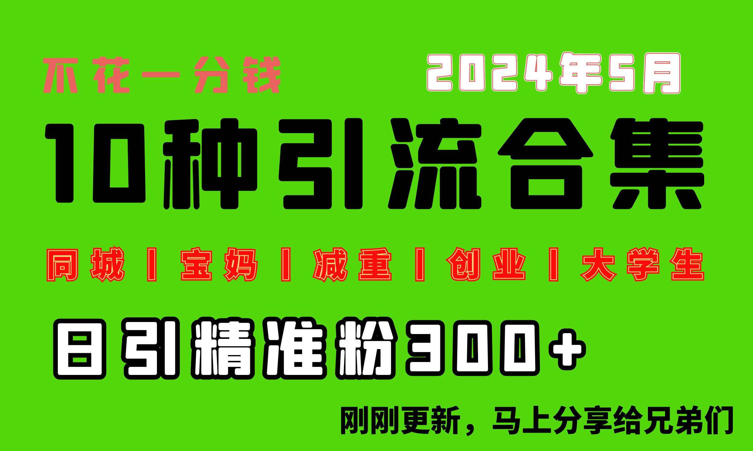 0投入，每天搞300+“同城、宝妈、减重、创业、大学生”等10大流量！|冰针科技