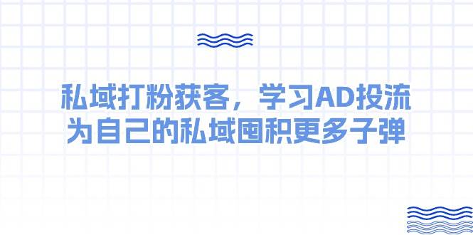 某收费课：私域打粉获客，学习AD投流，为自己的私域囤积更多子弹|冰针科技