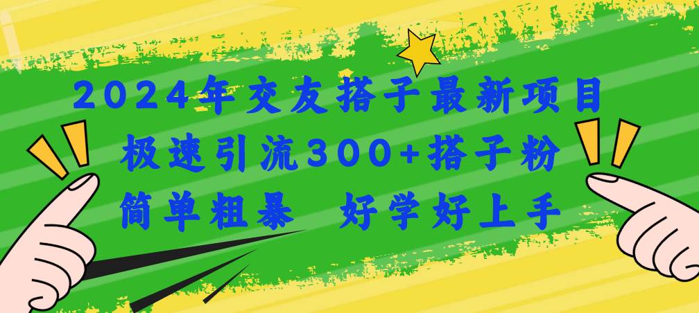 2024年交友搭子最新项目，极速引流300+搭子粉，简单粗暴，好学好上手|冰针科技