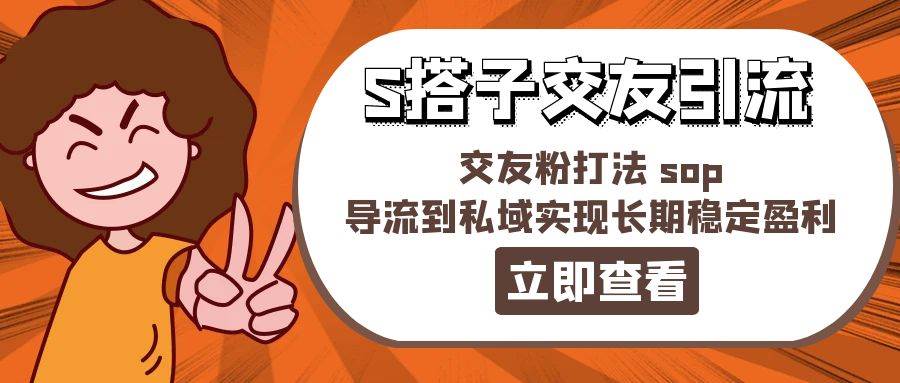 某收费888-S搭子交友引流，交友粉打法 sop，导流到私域实现长期稳定盈利|冰针科技